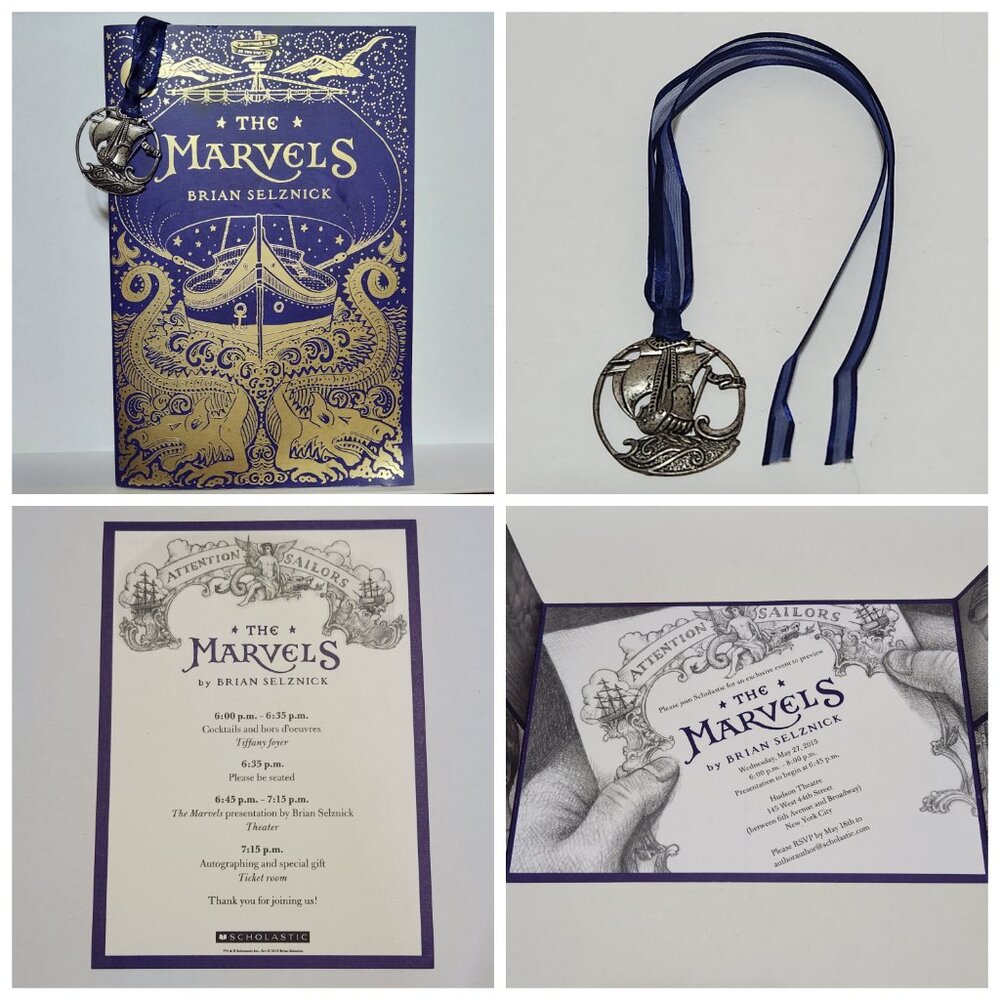 The Marvels Brian Selznick Signed Uncorrected Proof Paperback + Bookmark, Invite